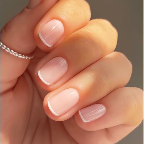 YTTAL Short Almond Press On Nails, 24 PCS Glossy Fake Nails, Reusable False Nails Kit with Nail File for Daily Wear