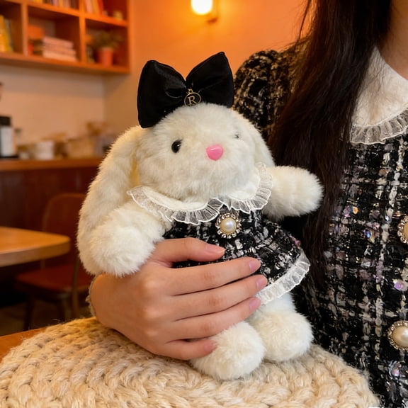 YTTAL Soft Fluffy Princess Bunny Plush Doll, Adorable Rabbit with Dress & Bow, Great Gift for Animal Lovers