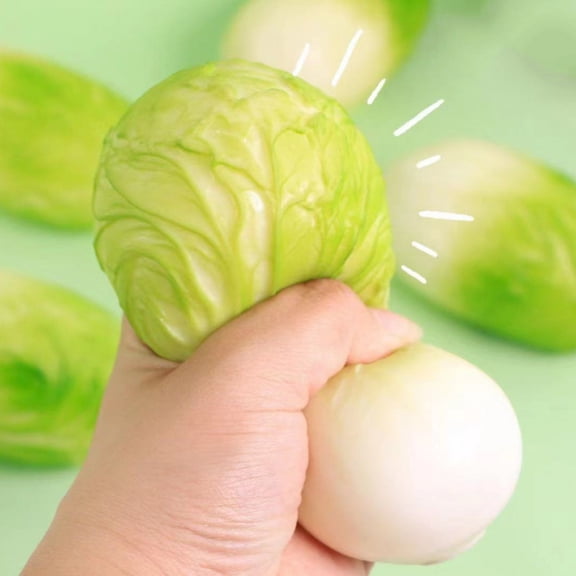 YTTAL Soft Squishy Napa Cabbage Stress Relief Toys, Realistic Vegetable Squeeze Fidget, Slow Rebound Anxiety Squish Decor, 3.15 In Simulated Food Toys for Desk Stress Release