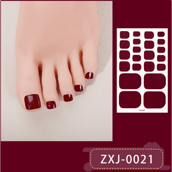 YTTAL Solid Dark Purple Toe Nail Stickers,Buy 2 Get 1 Free 22pcs Self-Adhesive Full Cover Nail Wraps for Toenails, Long-Lasting Salon Pedicure Strips for Women