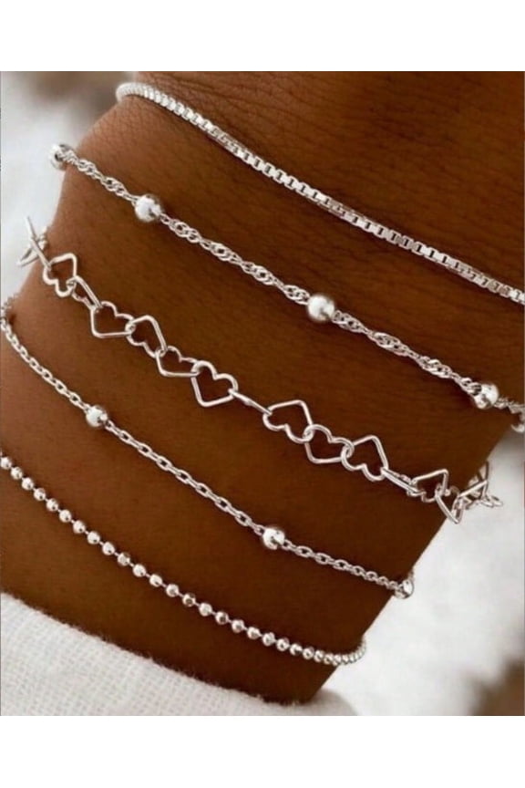 Stackable Bracelets For Women, 14K Gold Plated Dainty Layered Chain Bracelets Adjustable Cute Bangle Link Bracelet Set Gift For Women