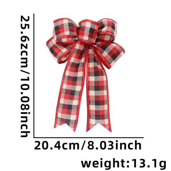 YTTALW 9.76 Inch Red Snowflake Christmas Bow, Wired Edge Holiday Ribbon Bow, Winter Mantle Wreath Tree Gift Decorative Bow