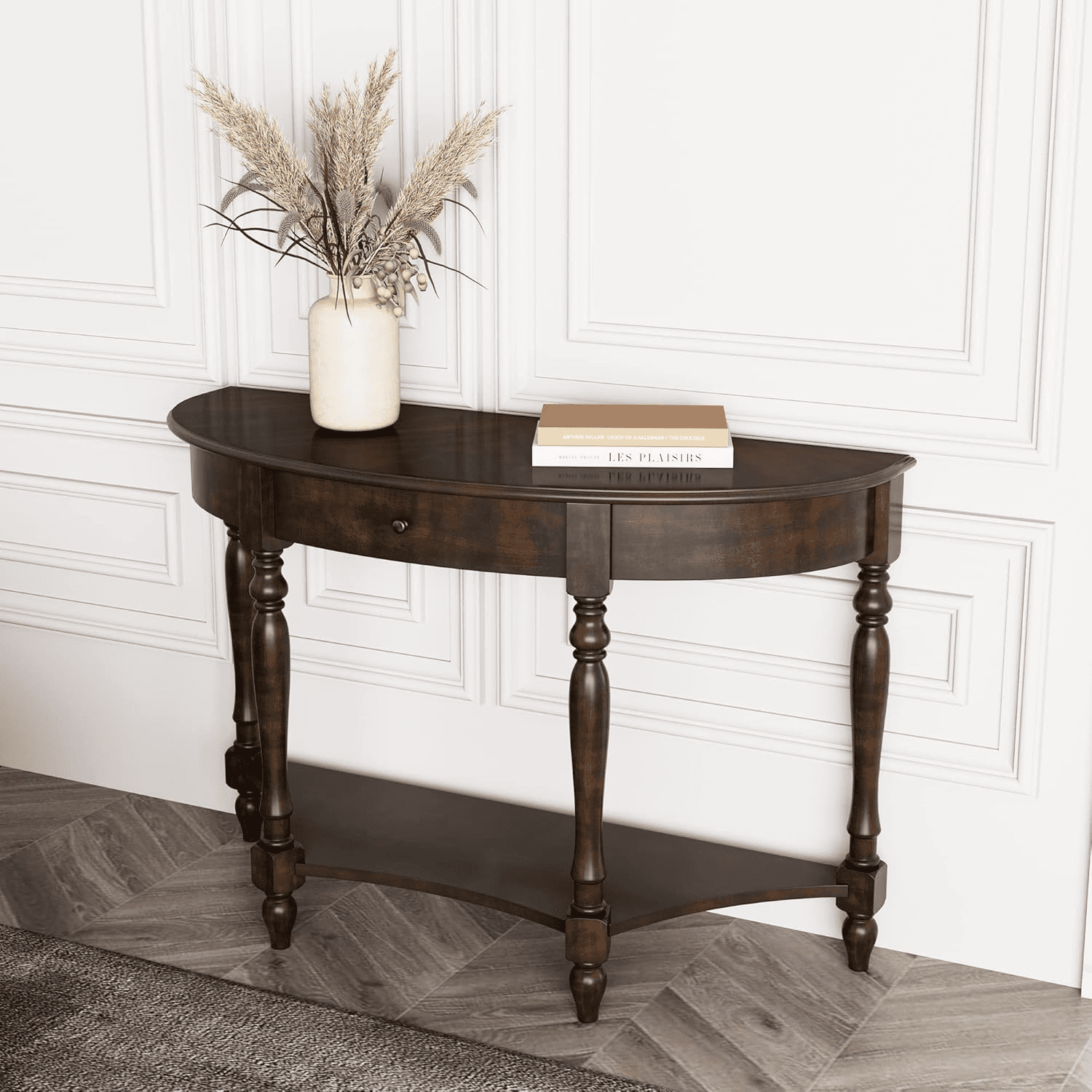 YTVHUB Demi Lune Console Table for Entryway Living Room Solid Wood ...