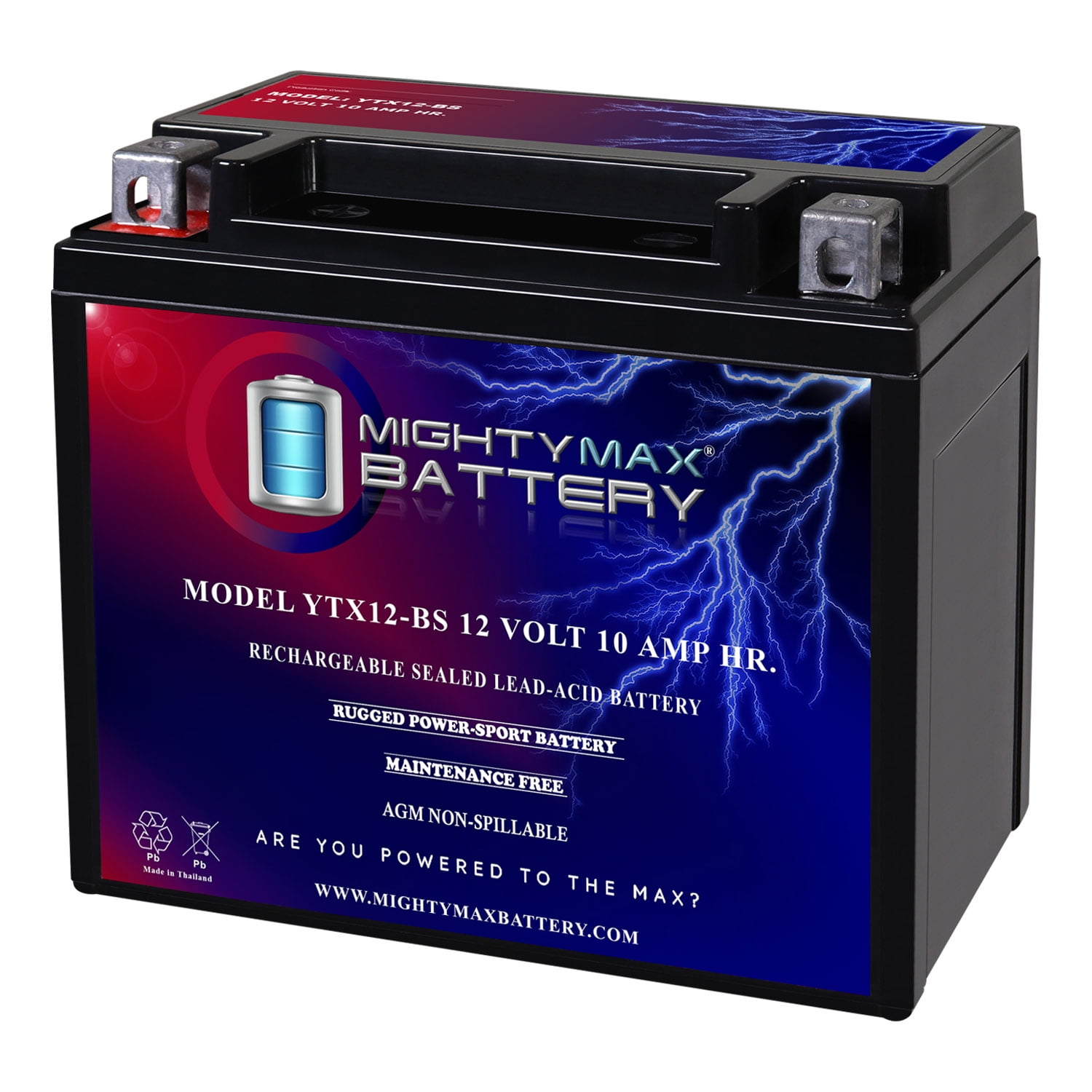 YTX12-BS 12V 10AH Battery Replaces High Performance Power Sport