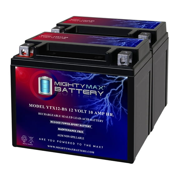 YTX12-BS 12V 10Ah Replacement Battery compatible with Chrome YTX12-BS - 2 Pack