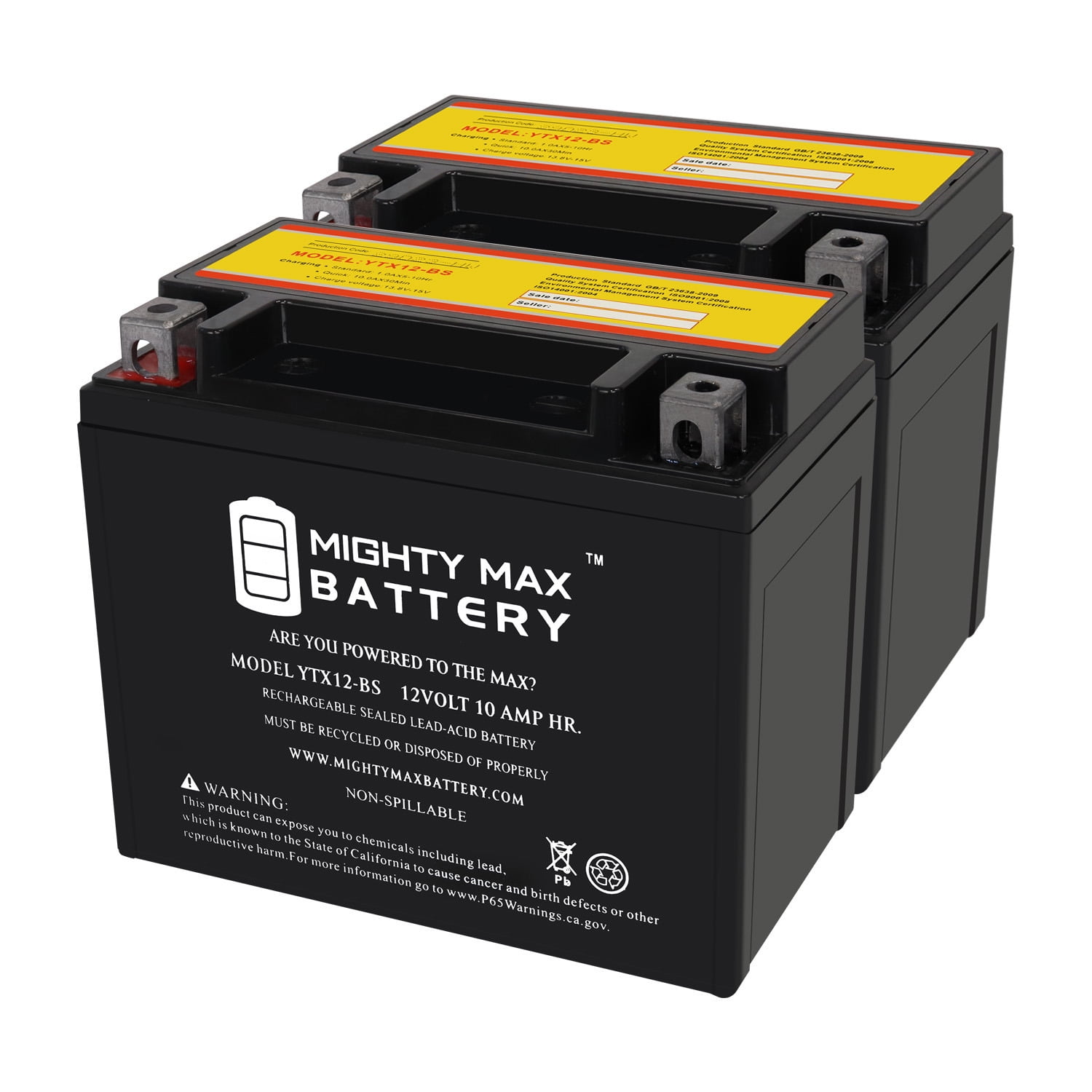 YTX12-BS 12V 10AH Replacement Battery compatible with SigmasTek STX12-BS 