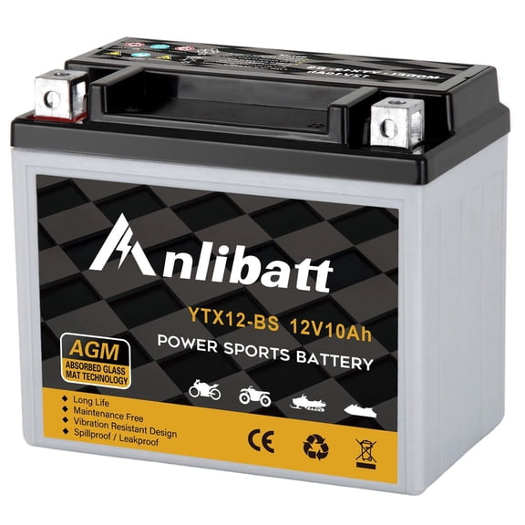 ANLIBATT YTX12-BS AGM PowerSport Battery 12 Volts, 180 CCA Maintenance Free Sealed Motorcycle ATV and Scooter Battery Replacement