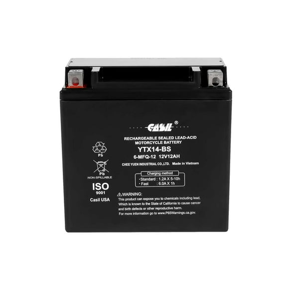YTX14 BS ATV Battery High Performance - Maintenance Free - Sealed AGM YTX14-BS Motorcycle Battery compatible with Honda Suzuki Kawasaki Yamaha scooter snowmobile