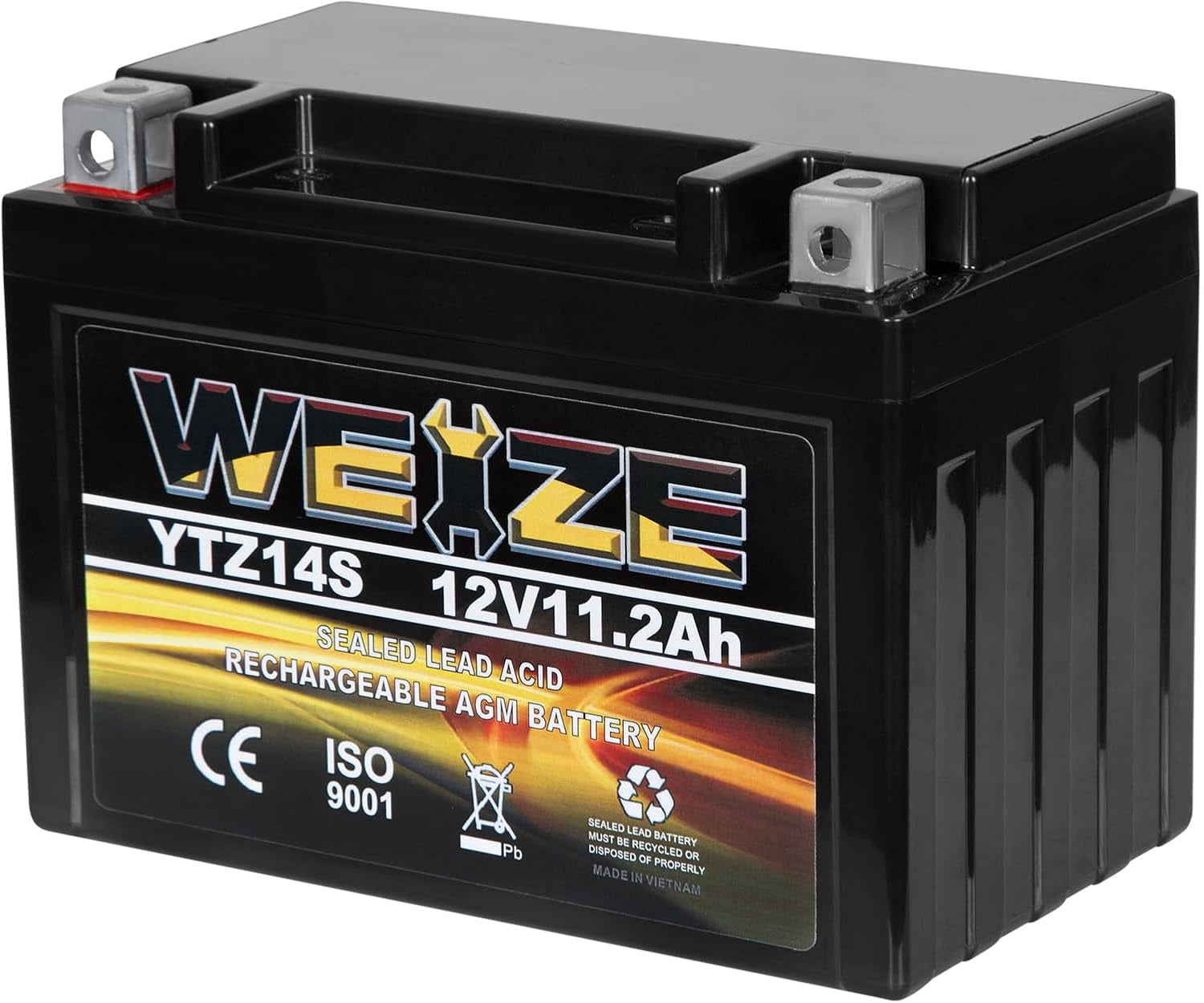 YTX14 BS ATV Battery High Performance - Maintenance Free - Sealed AGM YTX14-BS Motorcycle Battery compatible with Honda Suzuki Kawasaki Yamaha scooter snowmobile