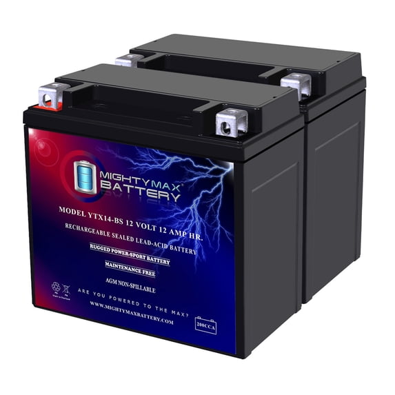 YTX14-BS Battery Replacement for Aprilia 750 Shiver 07-09 - 2 Pack