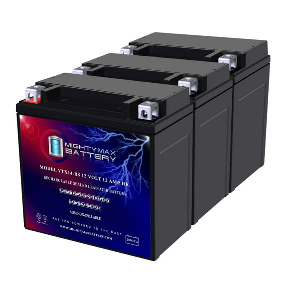 YTX14-BS Replacement Battery for Chrome Pro YTX14-BS - 3 Pack