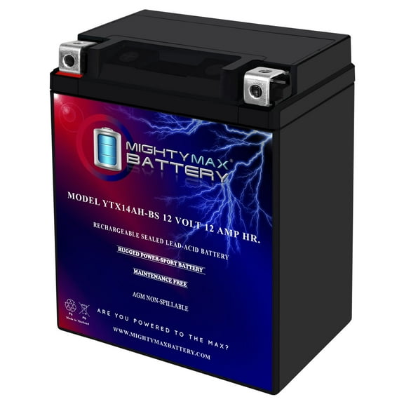 YTX14AH-BS - 12 Volt 12 AH, 210 CCA, Rechargeable Maintenance Free SLA AGM Motorcycle Battery