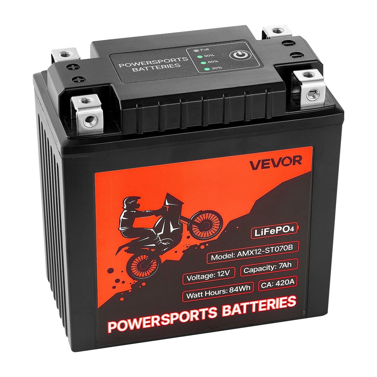 YTX14AH-BS 12V 7Ah AGM Battery - Enhanced Vibration Resistance for Motorcycles, Dirt Bikes & Marine Use