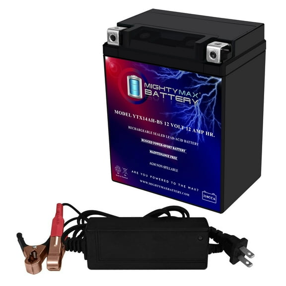 YTX14AH Replacement Battery Compatible with Polaris 570 EPS Tractor EFI / EPS 14-22 + 12V 2Amp Charger