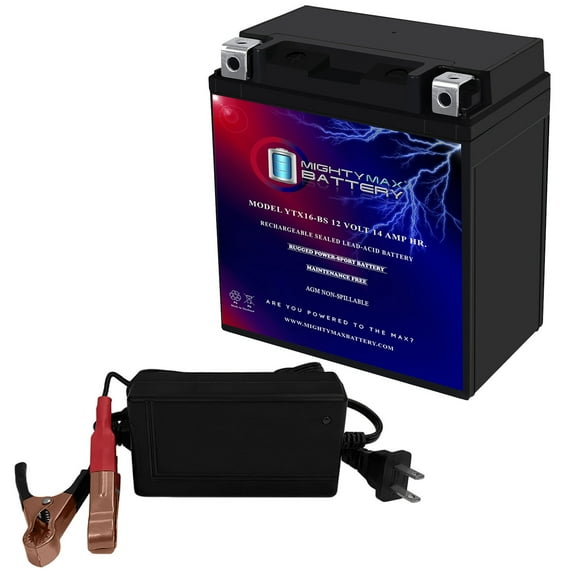 YTX16-BS - 12V 14AH  230 CCA - SLA Battery + 12V 4Amp Charger