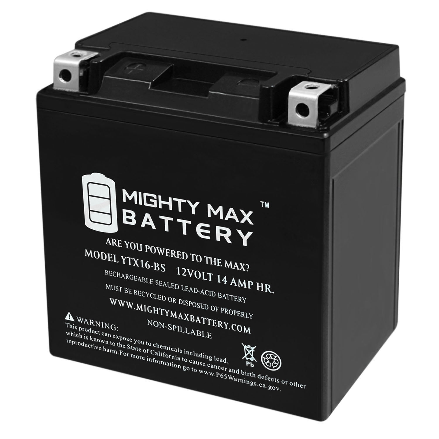 YTX16-BS 12V 14Ah Battery Replacement for Power Sport Motorcycle ATV