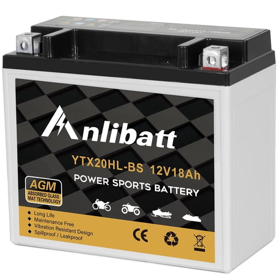 ANLIBATT YTX20HL-BS AGM PowerSport Battery 12 Volts, 310 CCA Maintenance Free Sealed Motorcycle ATV and Scooter Battery Replacement