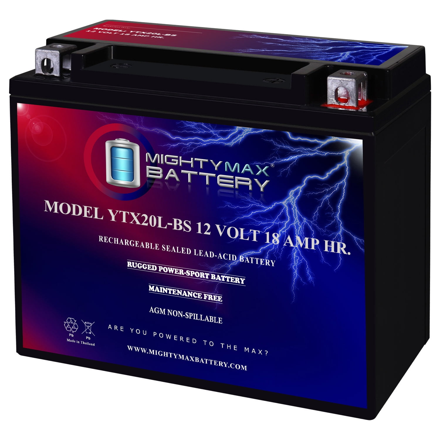 YTX20L-BS Battery Replaces Harley-D 1450 FXST Series (Softail) 04-05