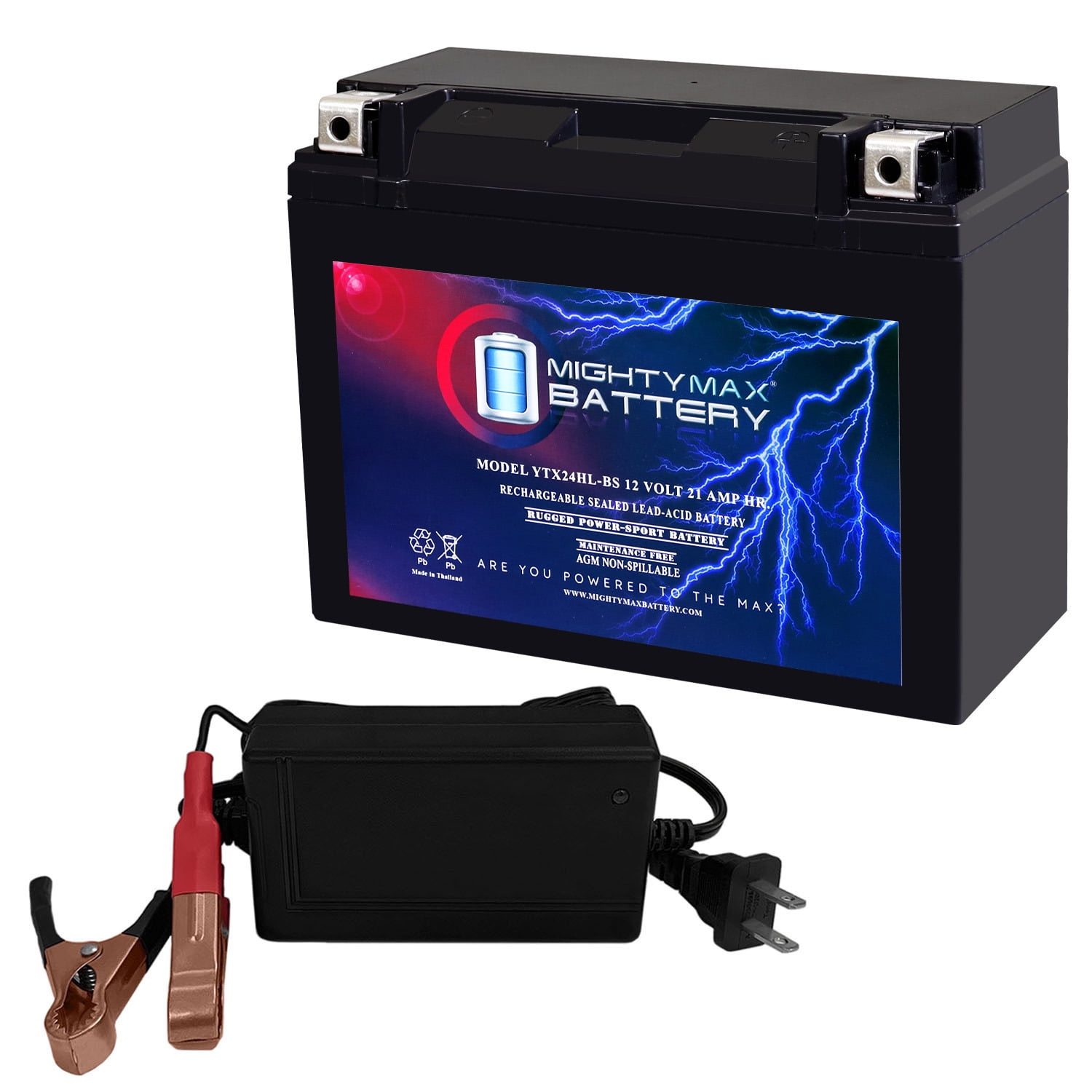 YTX24HL-BS Battery Replacement for BMW 600 R60/5 73 + 12V 4Amp Chargr