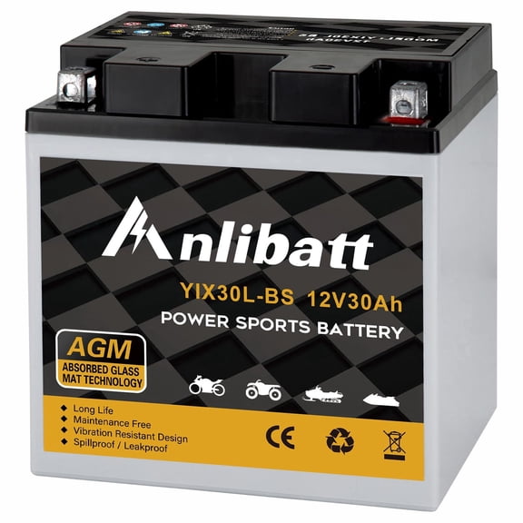 ANLIBATT YTX30L-BS AGM PowerSport Battery 12 Volts, 400 CCA Maintenance Free Sealed Motorcycle ATV and Scooter Battery Replacement
