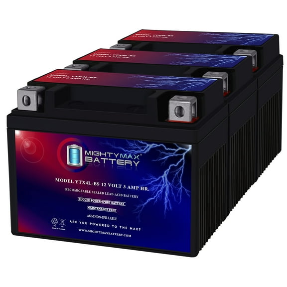 YTX4L-BS Replaces Suzuki DR250S Motorcycle Deep Cycle Battery - 3 Pack