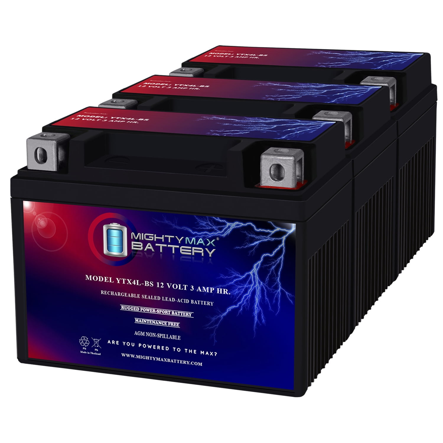 YTX4L-BS SLA Battery Replaces High Performance Power Sports - 3 Pack