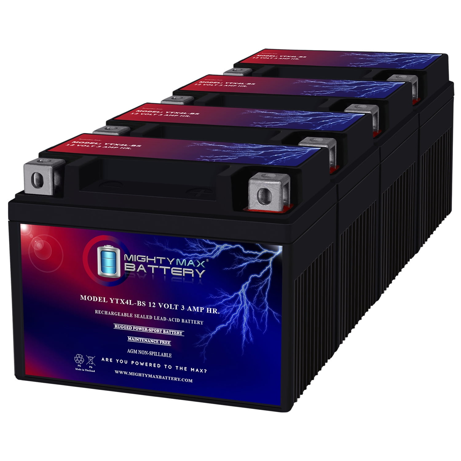 YTX4L-BS SLA Battery Replaces High Performance Power Sports - 4 Pack