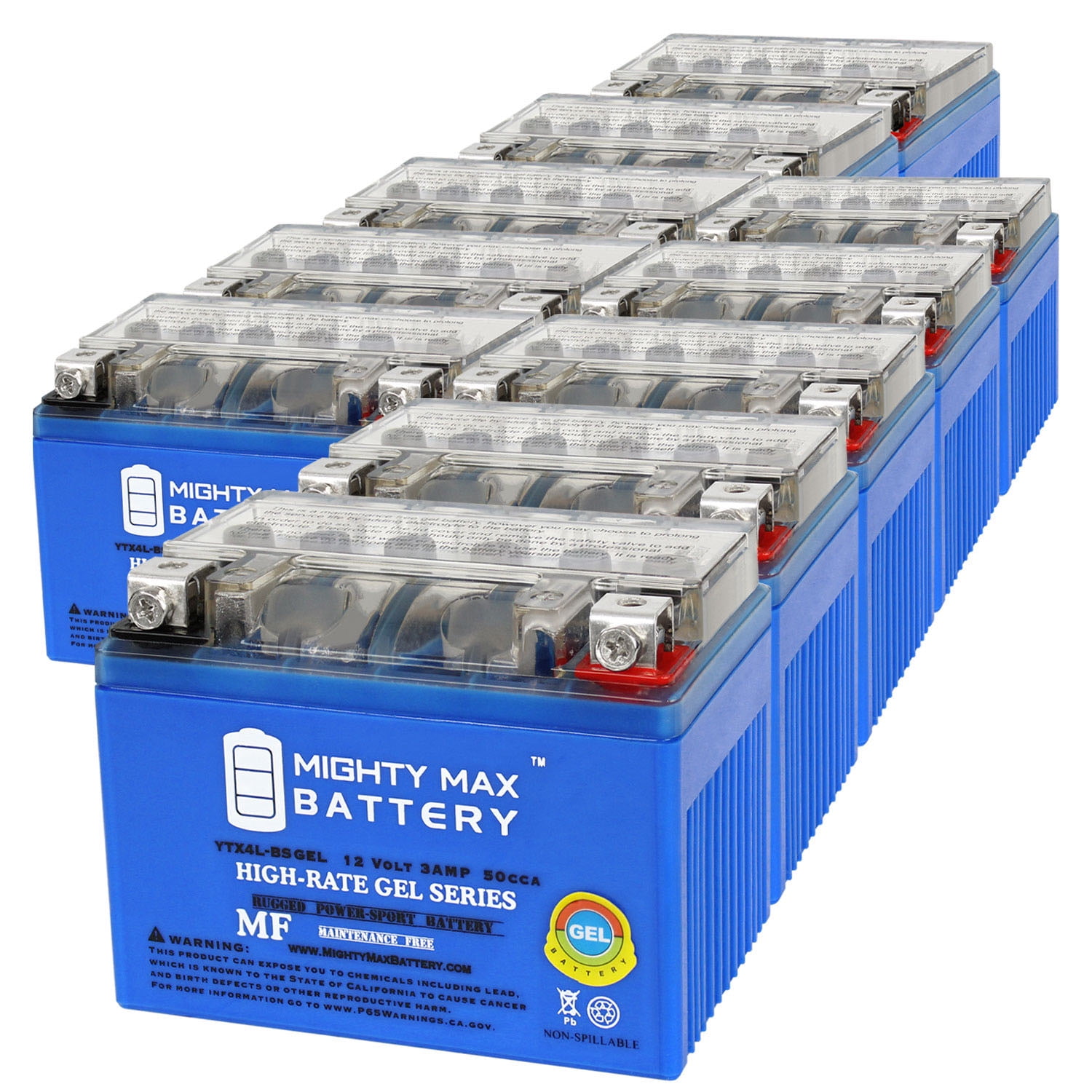 YTX4L-BSGEL 12V 3AH GEL Replacement Battery compatible with E-Ton 90 DXL90 Sierra 99-03 - 10 Pack