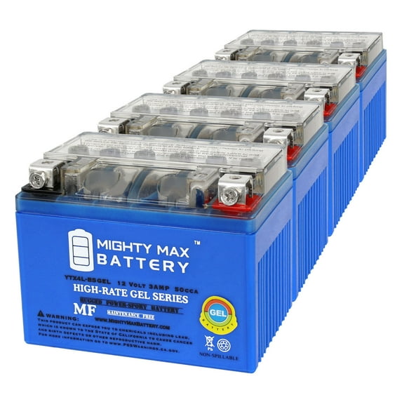 YTX4L-BSGEL 12V 3AH GEL Replacement Battery compatible with Motorcycle YTX4L-BS - 4 Pack