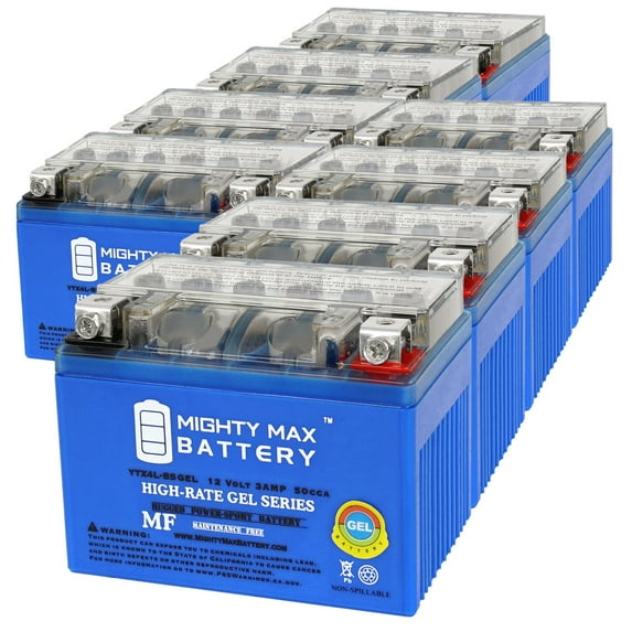 YTX4L-BSGEL 12V 3AH GEL Replacement Battery compatible with Motorcycle, Scooter, ATV - 8 Pack