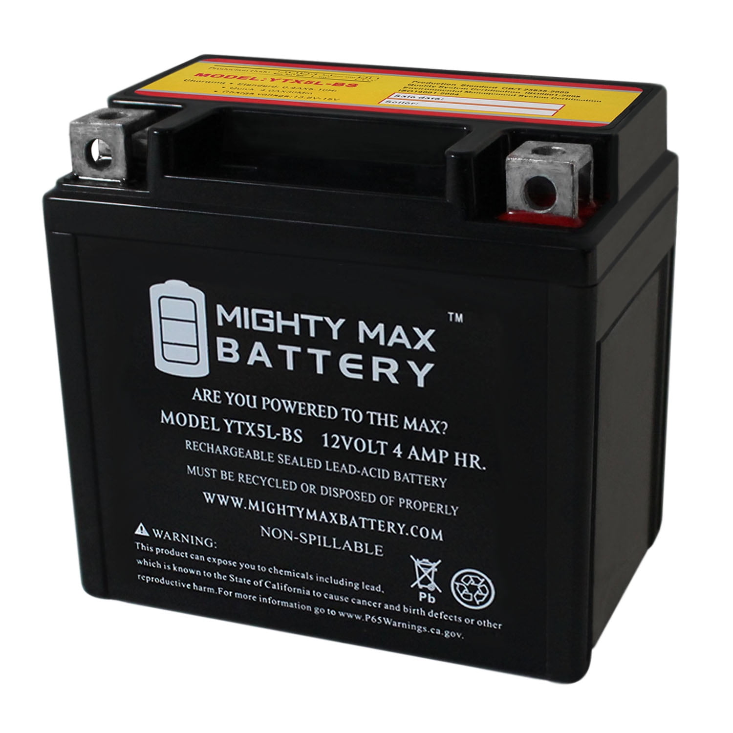 YTX5LBS 12V 4AH Battery Replaces Duromax 4400 XP4400E Generator