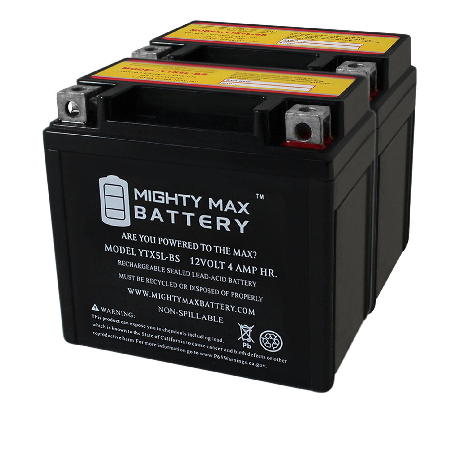 YTX5L-BS 12V 4AH Battery Replaces Peugeot X-Fight 100 00-01 - 2 Pack