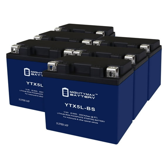 YTX5L-BS Lithium Replacement Battery Compatible with UPlus YTX5L-BS - 6 Pack