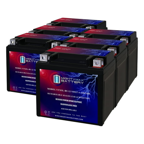 YTX5L-BS Replacement Battery Compatible with Suzuki 50 LT-Z50 QuadSport 06-19 - 6 Pack