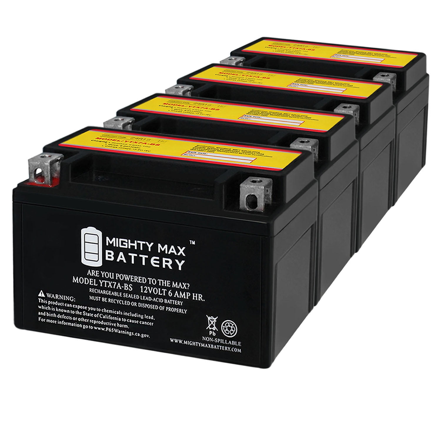 YTX7A-BS Battery for Kawasaki EX250 Ninja 250R (2009-2012) - 4 Pack