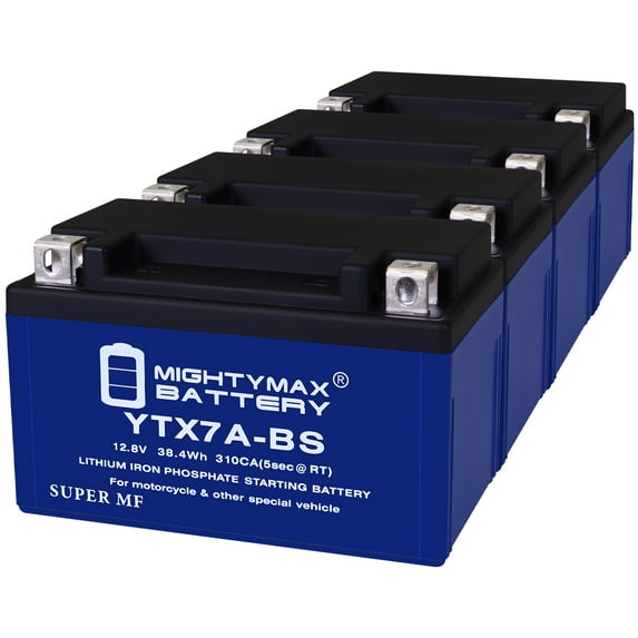YTX7A-BS Lithium Replacement Battery Compatible with ATV Quad Motorcycle Scooter Moped - 4 Pack