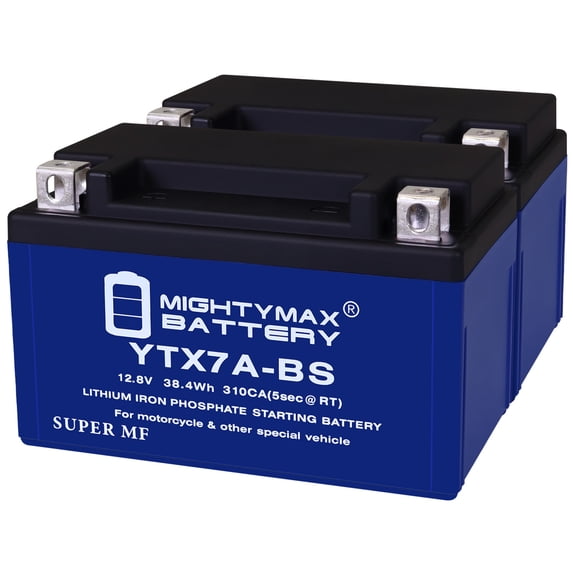 YTX7A-BS Lithium Replacement Battery Compatible with UTX7A-BS, MTX7A-BS - 2 Pack