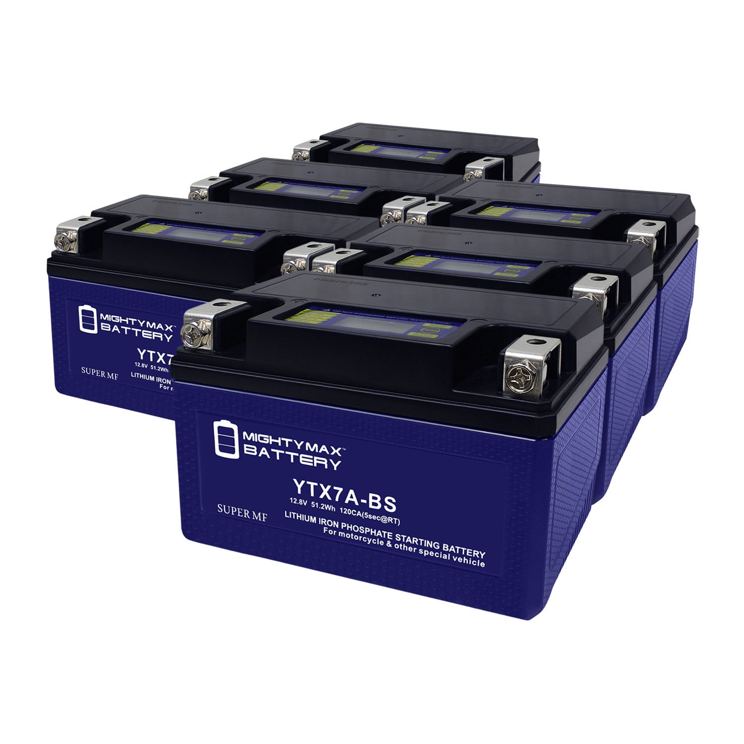 YTX7A-BS Lithium Replacement Battery Compatible with Star 50cc Moped Scooter - 6 Pack