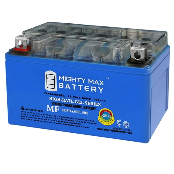 YTX7A-BS GEL -12 Volt 6 AH, GEL Type, 105 CCA, Rechargeable Maintenance Free SLA AGM Motorcycle Battery