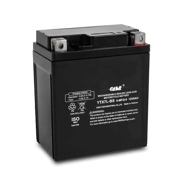 YTX7L-BS 12V 6Ah Battery Replacement for XTAX7L-BS, 7L-BS, GTX7L-BS, FTX7L-BS, PTX7L-BS