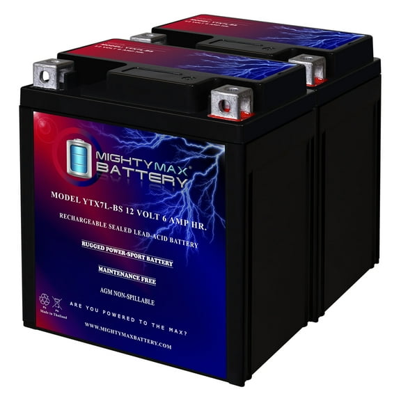 YTX7L-BS 12V 6Ah Battery Replaces Malaguti Blog 125 2009 - 2 Pack