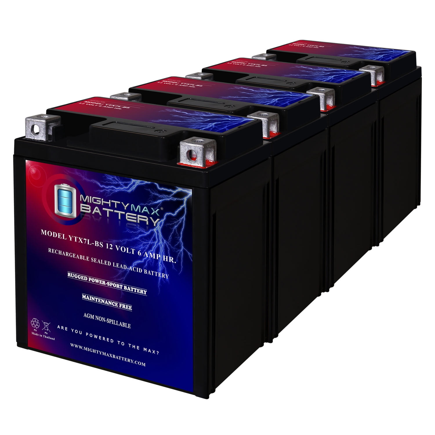 Mighty Max YTX7L-BS GEL Battery & Charger - Replaces Yamaha XT225, EX250, 12V 6Ah