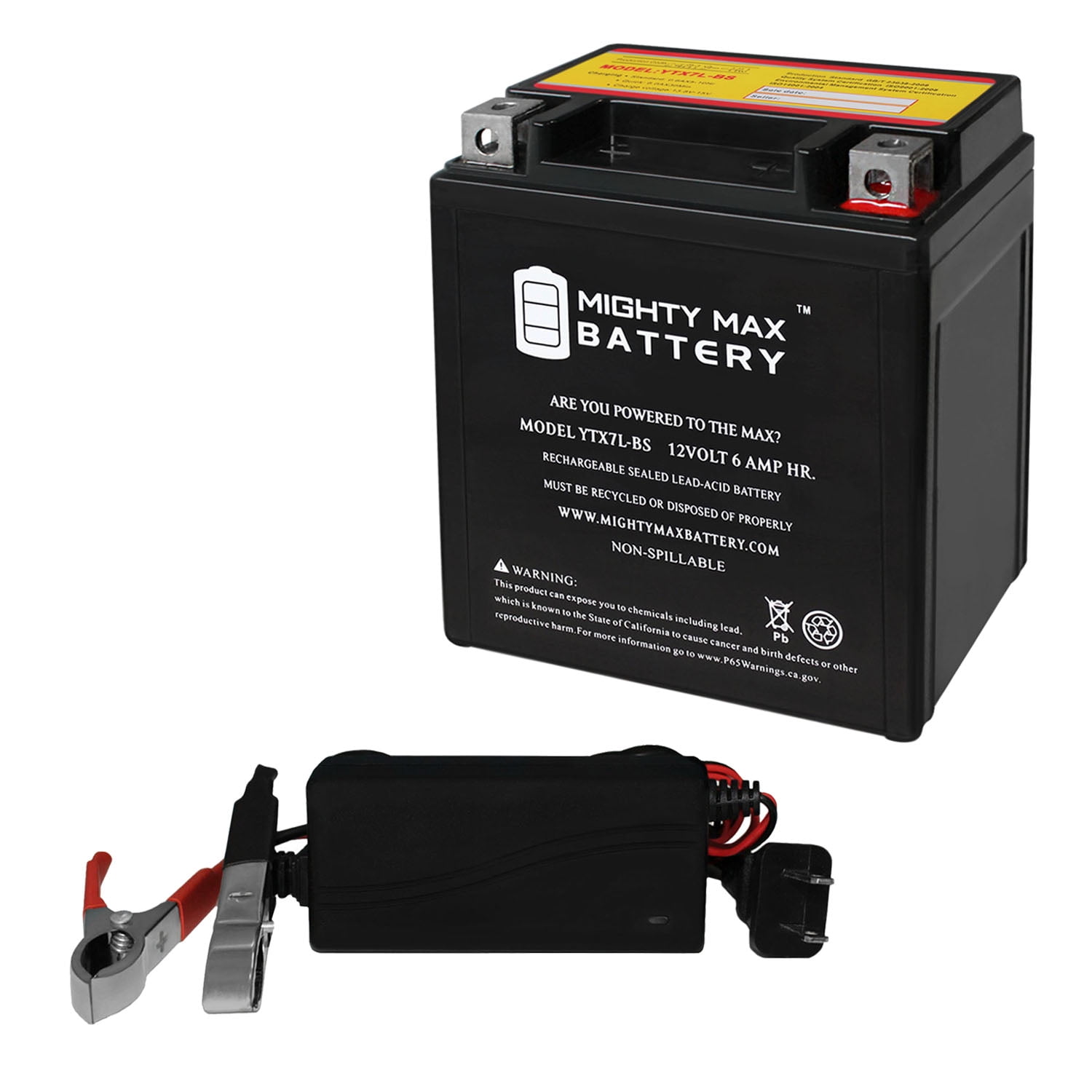 YTX7L-BS 12V 6Ah Replaces Kawasaki ZZR 250 96-03 + 12V 1Amp