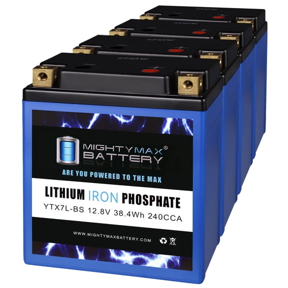 YTX7L-BS Lithium Replacement Battery Compatible with Duralast Gold GSX7L - 4 Pack