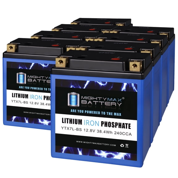 YTX7L-BS Lithium Replacement Battery Compatible with Suzuki DR125, RV125, DR200 - 8 Pack