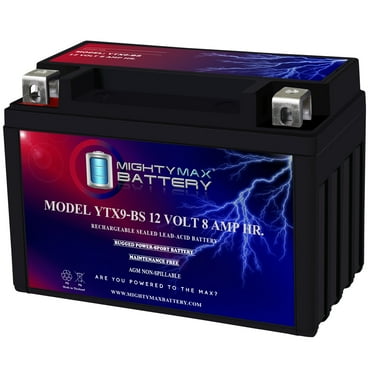 YTX9-BS -12 Volt 8 AH, 135 CCA, Rechargeable Maintenance Free SLA AGM Motorcycle Battery
