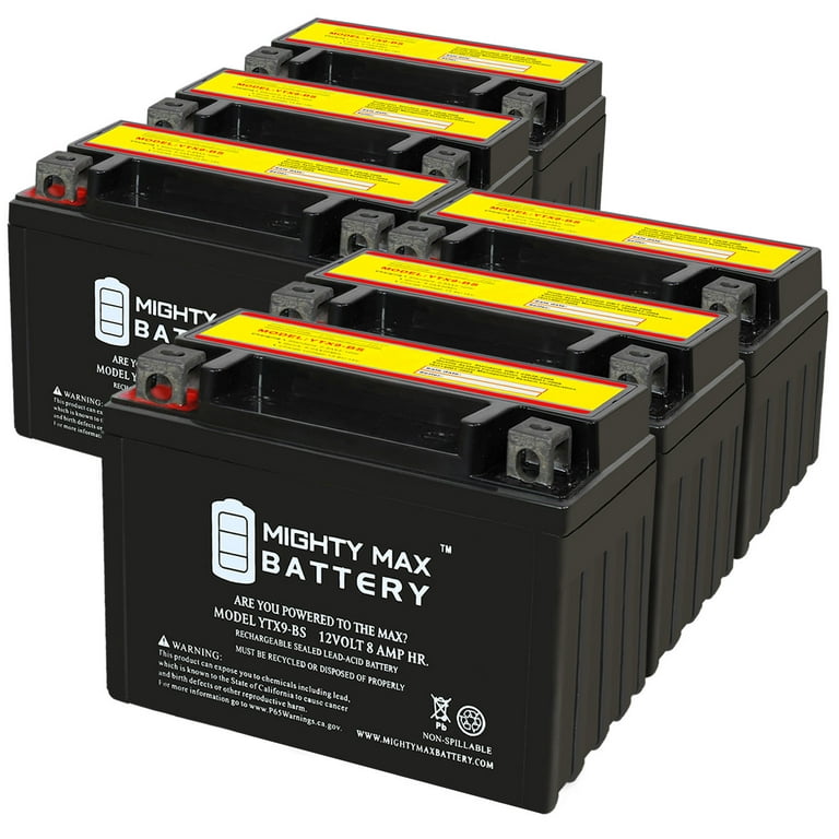 YTX9-BS 12V 8AH Replacement Battery compatible with Moto Classic YTX9 - 6  Pack