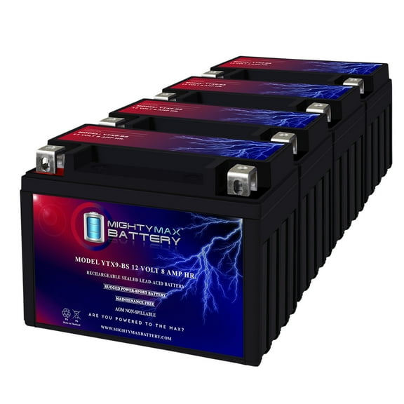 YTX9-BS Battery Replaces Honda CBR 600 900R VT600C XR650L - 4 Pack