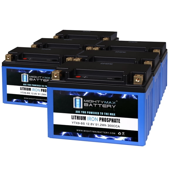 YTX9-BS Lithium Replacement Battery Compatible with Energizer TX9 - 6 Pack