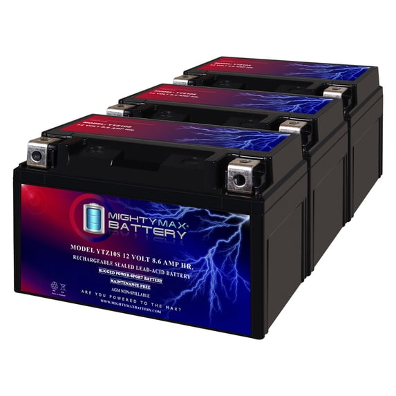 YTZ10S 12V 8.6AH Replacement Battery Compatible with Kawasaki Vulcan S ABS, Cafe, SE 23 - 3 Pack